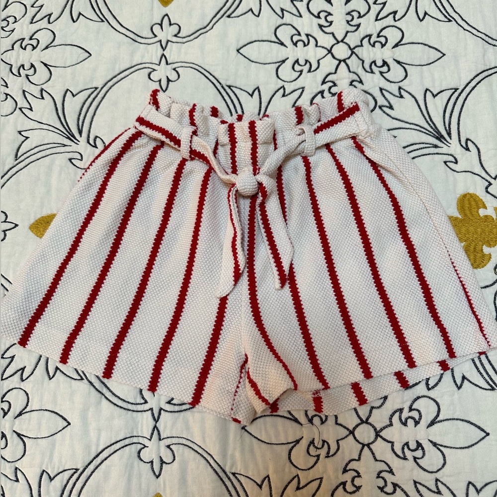Red and Cream Striped Zara Short